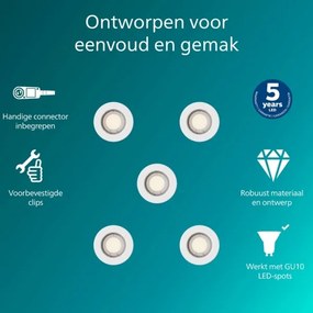 Philips - 5 darabos PERIDOT beépíthető mennyezeti lámpatest készlet 1xGU10/7W/230V fehér