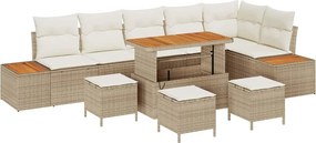 vidaXL Kerti Kanapé Szett párnával tárolóval 10 pcs Bézs Poli rattan