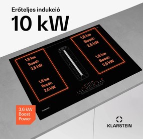 Klarstein AirJet 72 Down Air System, indukciós tűzhely + DownAir-páraelszívó,10 000 W, 600 m³/h, Boost
