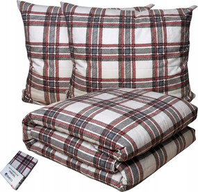 Pamut ágyneműhuzat 160x200 Ifjúsági Pamut cipzáras Kockás Lengyel 3 db