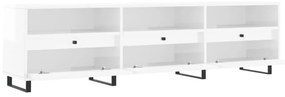 magasfényű fehér szerelt fa TV-szekrény 150 x 30 x 44,5 cm