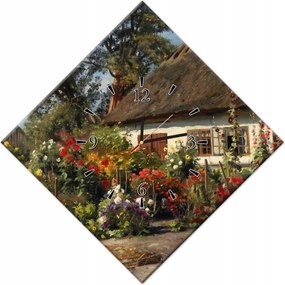Falióra 56x56 Vidéki házikó virágokkal