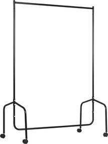 HOMCOM Görgős Ruhatároló Szilárd Ruharúd Kabátállvány 140 Kg Teherbírás 120 x 60 x 170 cm Fekete Acélban | Aosom