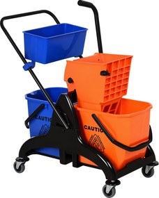 HOMCOM Tisztítókocsi 26 Literes Felmosó Vödörrel, Kerekes Háztartási Kocsi Narancssárga | Aosom