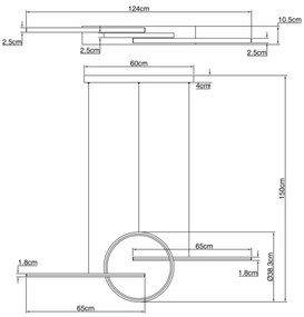 Globo 67121-50G - LED Szabályozható csillár zsinóron BARRAL LED/50W/230V + távirányító