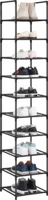 Cipősszekrény fémszerkezettel ORDEN 173x33 cm, fekete