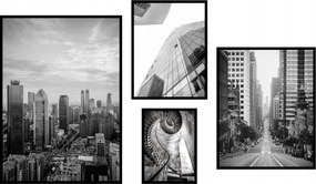 Építészet poszter fekete-fehér kép szett