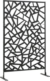 Outsunny Dekoratív Geometrikus Mintázatú Kerti Erkély Kültéri Szélvédő Panel Perforált Acél 122 x 45 x 198 cm Fekete | Aosom