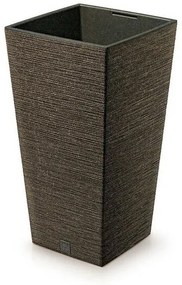 FURU SQUARE ECO WOOD virágtartó betéttel 24 cm, sötétbarna, S
