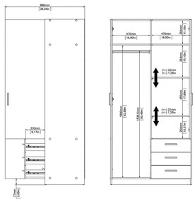 Sötétszürke ruhásszekrény 99x200 cm Sprint – Tvilum