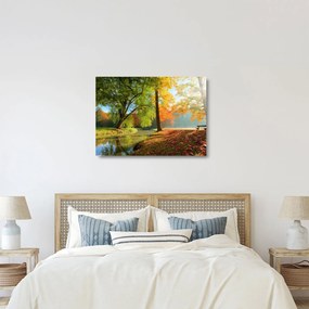 Kép - Nyugodt őszi táj (üvegen) (70x50 cm)
