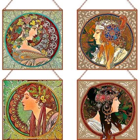 Alfons Mucha - Csodálatos asszonyok (Garnitúra) üvegkép, falikép