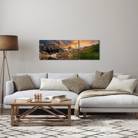 Kép - Visszaverődés a hegyi tóban (órával) (90x30 cm)