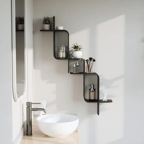 Fekete többszintes kaucsukfa fali polc 62 cm Montage – Umbra