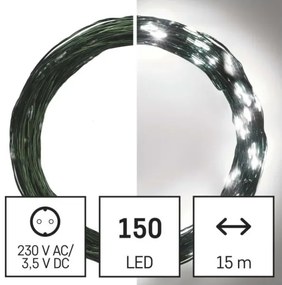 LED Karácsonyi kültéri lánc 150xLED/20m IP44 hideg fehér