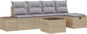 vidaXL Kanapé Szett párnával 5 pcs polirattan