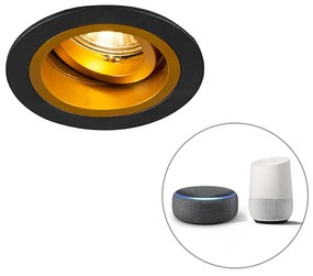 Okos beépített reflektor fekete arannyal, dönthető, Wi-Fi-vel, GU10 - Chuck