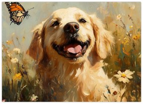 Üveg kép - Boldog kutyus (70x50 cm)