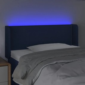 kék szövet LED-es fejtámla 83 x 16 x 78/88 cm