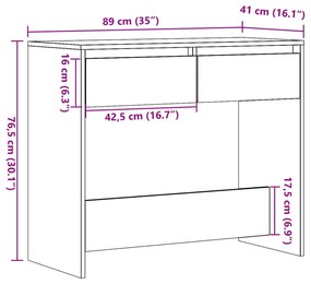 kézműves tölgy színű szerelt fa dohányzóasztal 89x41x76,5 cm