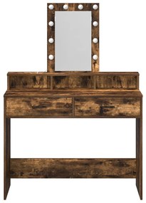 Fésülködőasztal LED világítással Füstölt tölgy 100x41x140 cm