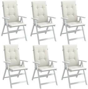 6 db krémszínű szövet magas háttámlájú székpárna 120x50x4 cm