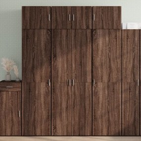 barna tölgy színű szerelt fa tárolószekrény 70 x 42,5 x 225 cm