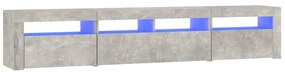betonszürke TV-szekrény LED lámpákkal 210x35x40 cm