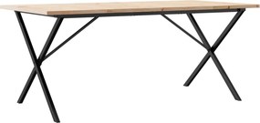 vidaXL tömör fenyőfa és acél étkezőasztal X-vázzal 180x90x75,5 cm