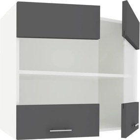 Benita 2 ajtós Üveges Felső konyhaszekrény Antracit-Fehér 80x30x60 cm N