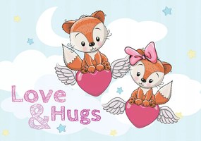 Fotótapéta flizelina Róka Love &amp; Hugs Édes ölelés 300x210 +ragasztó