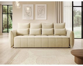 Bézs bársony kinyitható-tárolóhelyes kanapé 242 cm Weltton – ELTAP