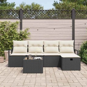 Kerti Kanapé Szett 6 pcs Fekete és krémszínű 230 x 117 x 85 cm