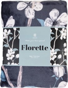 Florette mikroszálas takaró 150x200 sötétszürke virágok