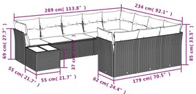 11 részes fekete polyrattan kerti ülőgarnitúra párnákkal