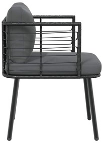 fekete polyrattan kerti szék párnákkal