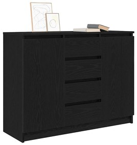fekete tölgy szerelt fa tálalószekrény fiókos 100,5x35x76 cm