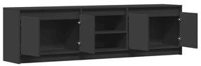 fekete szerelt fa TV-szekrény LED-ekkel 180 x 34 x 50 cm