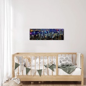 Éjszakai város képe (órával) (90x30 cm)