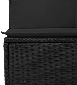 Kerti Kanapé Szett 6 Darabos Fekete Műanyag Rattan, Szövet, Acél