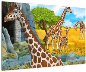Kép - zsiráf család (90x60 cm)