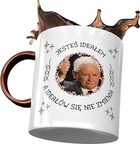 Bordó bögre Jaroslaw Kaczynski PiS Ajándék Nyomtatott Fotóval