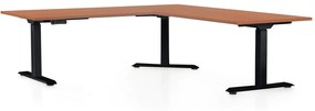 OfficeTech Angle állítható magasságú asztal, 180 + 120 cm, fekete alap, cseresznye