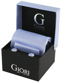 Selyem nyakkendő és mandzsettagombok Giori Milano RS0803, kék