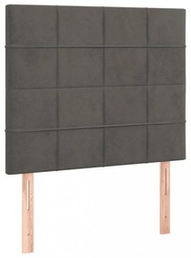 sötétszürke bársony LED-es fejtámla 100x5x118/128 cm
