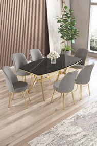 Lena étkezőgarnitúra, fekete márvány-arany, 160 cm – TR240CHR2899