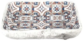 Mediterrán stílusú kerámia madáretető és -itató, portugál mozaik mintával, kültéri dekorációs kiegészítő