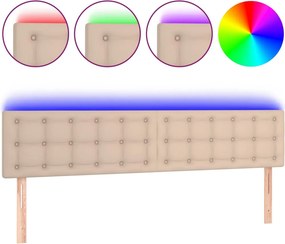 vidaXL cappuccino színű műbőr LED-es fejtámla 160 x 5 x 78/88 cm