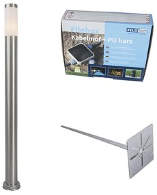 Kültéri lámpaoszlop acél 110 cm IP44 - Rox talajtűvel és kábelátvezetővel