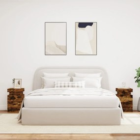 2 db sonoma tölgy színű éjjeliszekrény LED-ekkel 35x39x55 cm